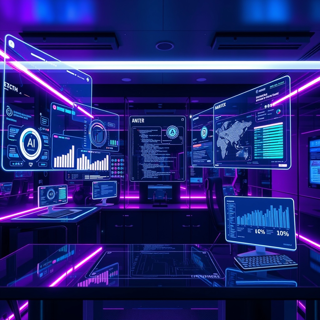 Modern Tech Workspace with AI Analytics